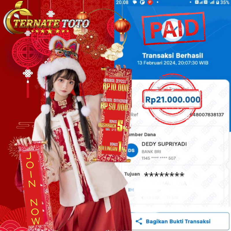 TERNATETOTO - JACKPOT SWEET BONANZA  Rp. 21,000,000,-